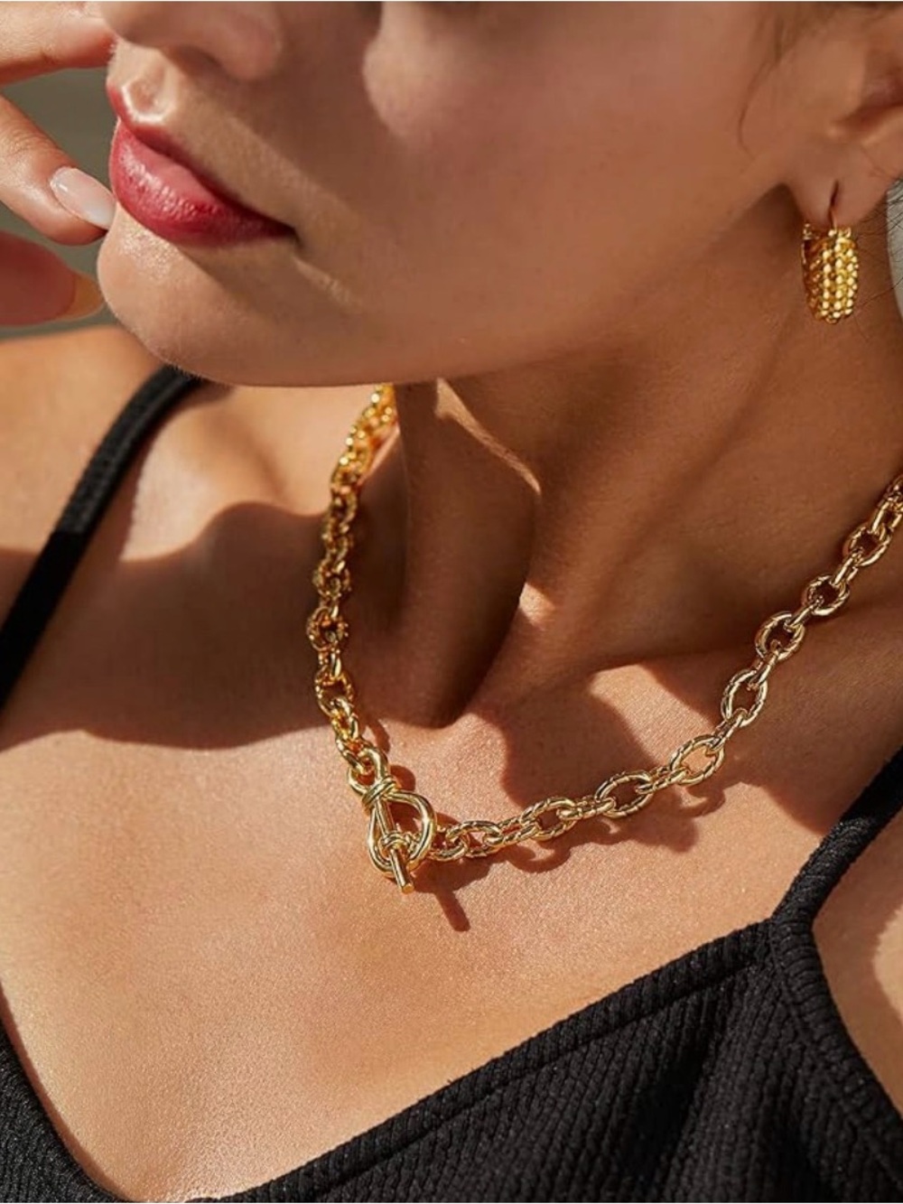 NEW 14K Gold Plated Gold Toggle Chain Necklace - Picture 3 of 3